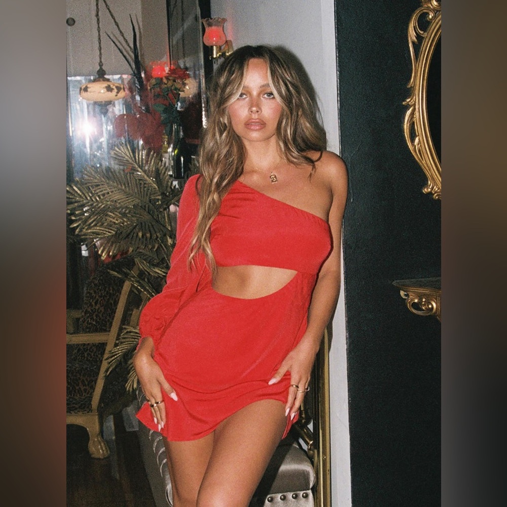 Princess Polly Red One-Shoulder Cutout Mini Dress